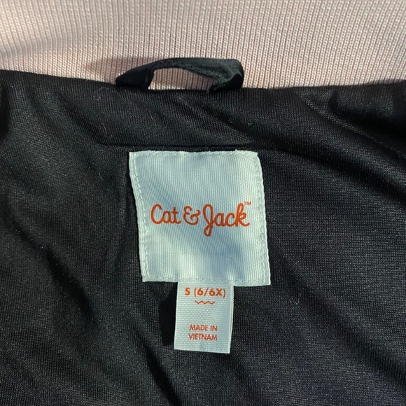 Cat & Jack Girls Coat Star Pattern Size Small (6/6X) Pink Black - Picture 7 of 8